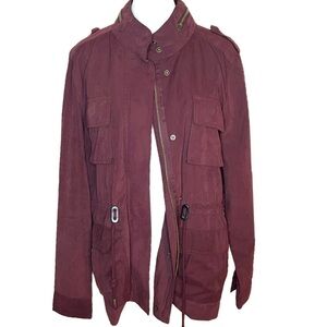 Love Tree Utility Cargo Jacket | Maroon Wine Red | Drawstring Waist | Size L